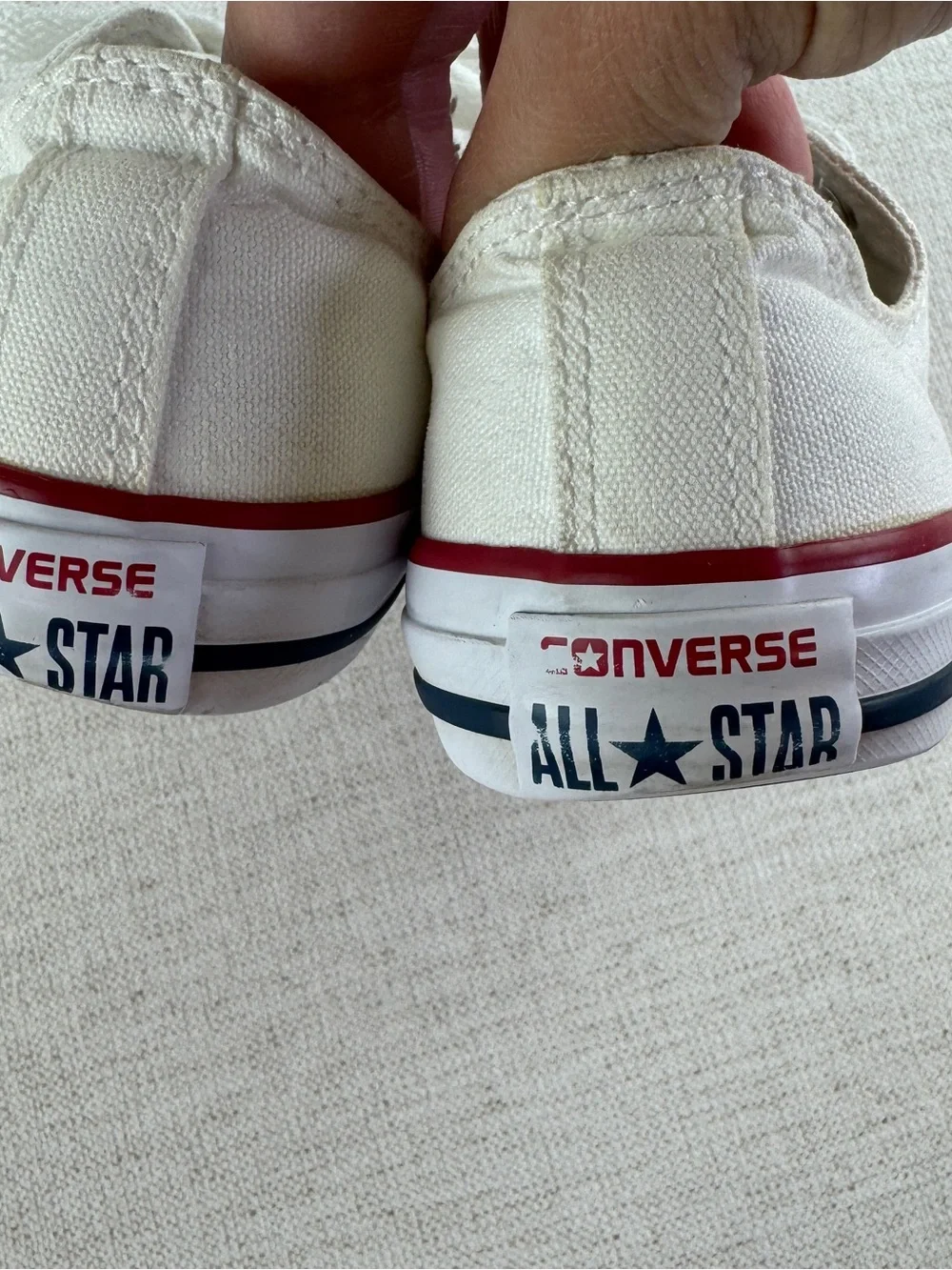 Converse youth size 3 Low Top Canvas Sneakers in Off-White with Red Trim